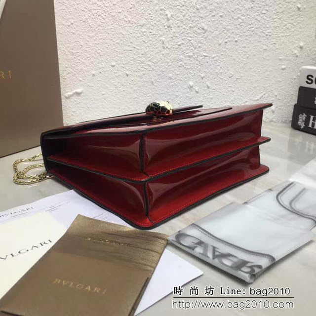 BVLGARI寶格麗 3層大號蛇頭包 頂級漆皮 手提單肩斜挎包 38629 FYD1403